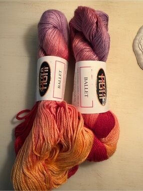 Yarn,Fiesta Ballet hand-dyed yarn in pink, purple, orange, red